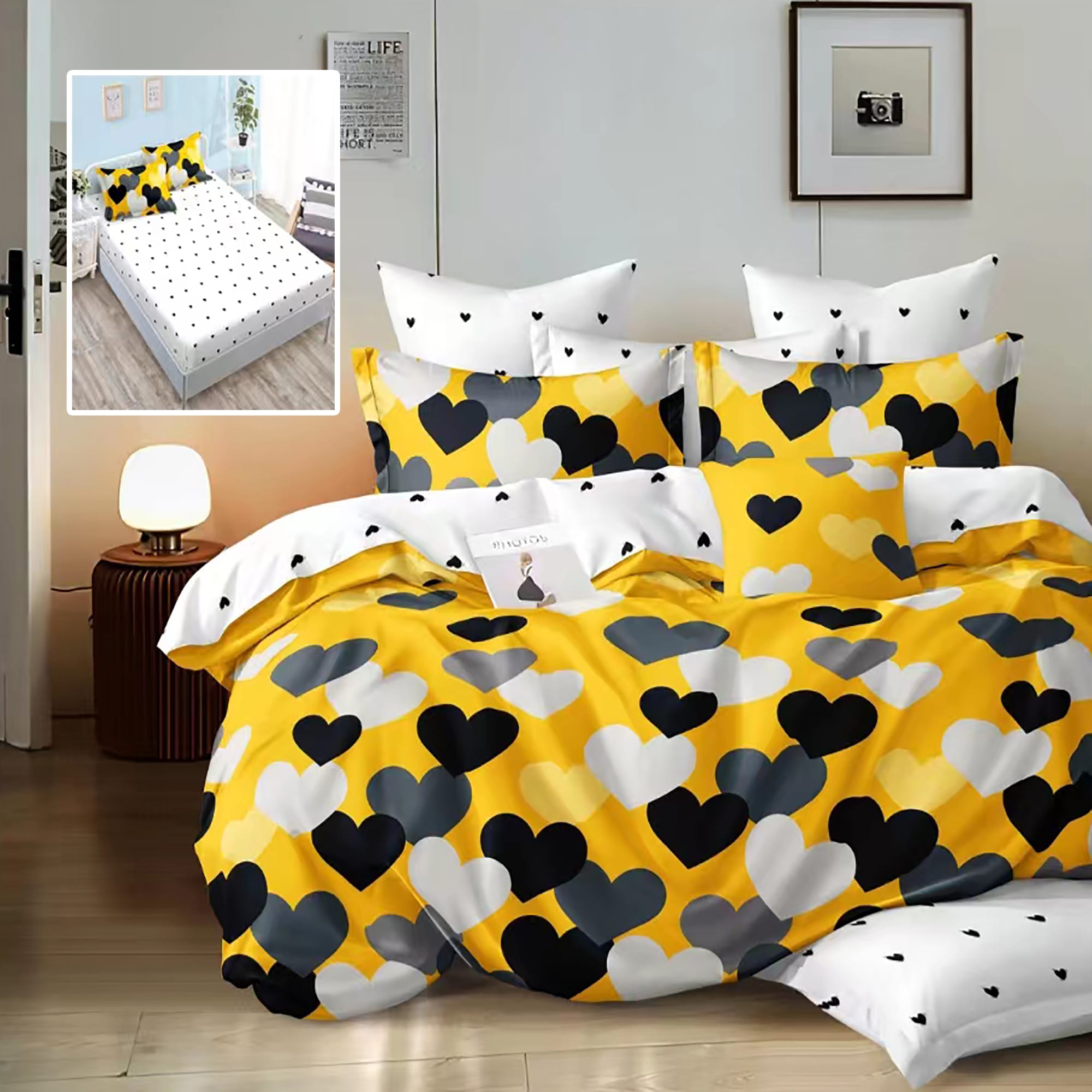 LENJERIE FINET 6 PIESE CU HUSĂ - 160x200 ȘI 180x200 (HF6P195)