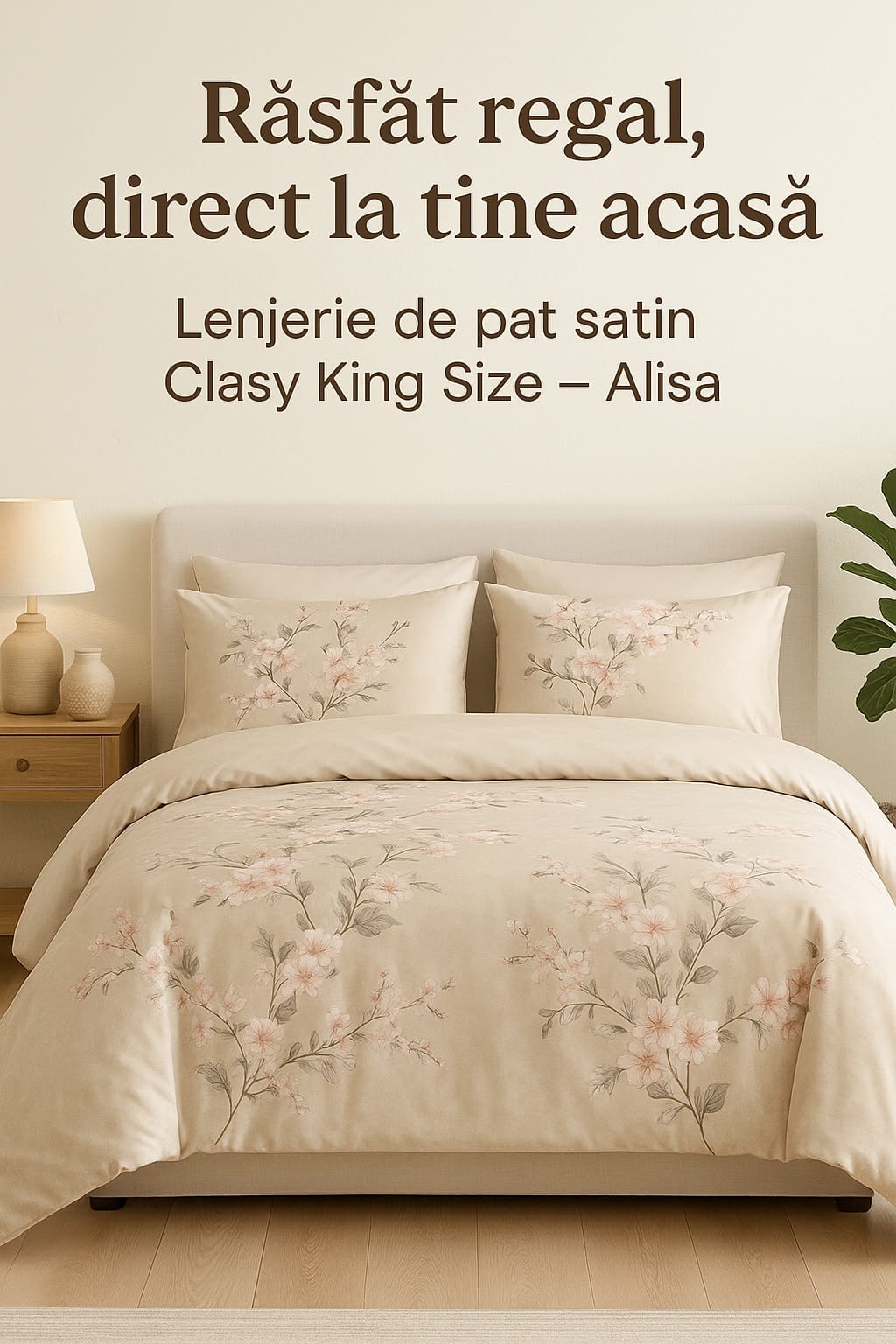 Răsfăț regal în dormitorul tău: Lenjerie de pat satin Clasy King Size – Alisa