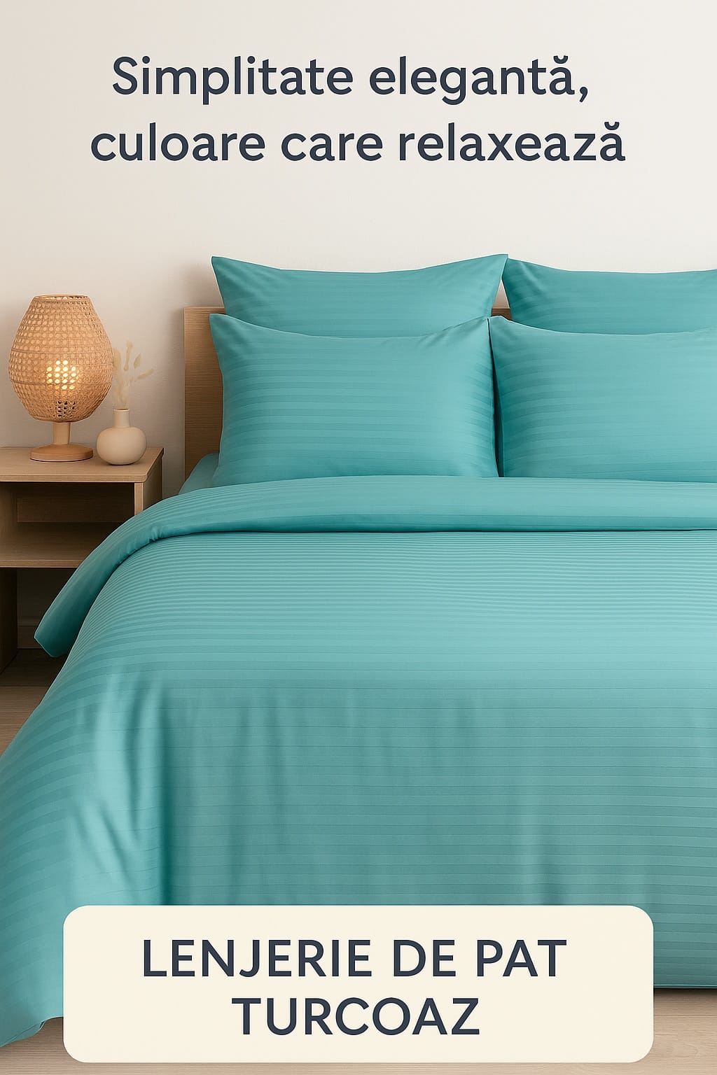Redescoperă confortul natural: Lenjerie de pat Natur Uni Stripe – Turcoaz